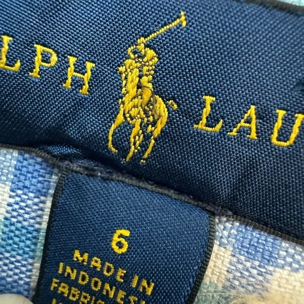 Polo Ralph Lauren Shirt Boys Blue Tan Preppy 6 Plaid Long Sleeve Youth Button